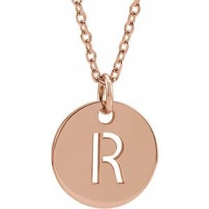 14K ROSE INITIAL R 16-18" NECKLACE