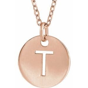 14K ROSE INITIAL T 16-18" NECKLACE