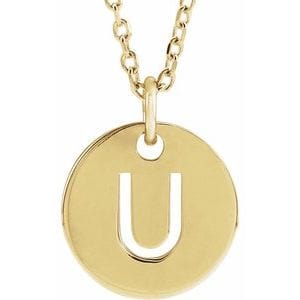 14K YELLOW INITIAL U 16-18" NECKLACE