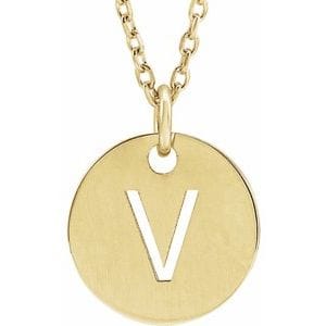 14K YELLOW INITIAL V 16-18" NECKLACE