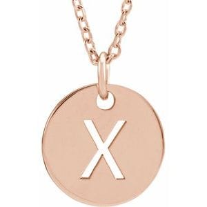 14K ROSE INITIAL X 16-18" NECKLACE