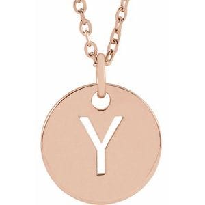 14K ROSE INITIAL Y 16-18" NECKLACE