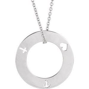 14K WHITE ENGRAVABLE PIERCED LOOP 16-18" NECKLACE