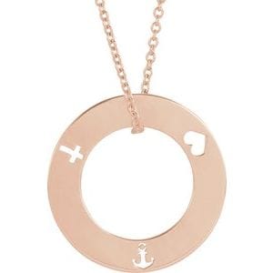 14K ROSE ENGRAVABLE PIERCED LOOP 16-18" NECKLACE