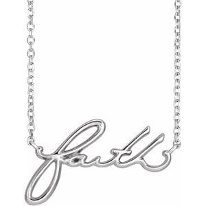 14K WHITE FAITH 18" NECKLACE