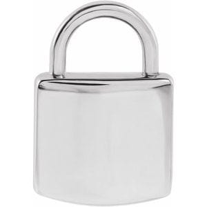 14K WHITE ENGRAVABLE LOCK PENDANT