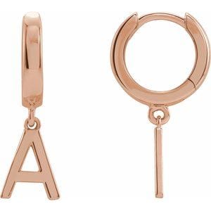 14K ROSE INITIAL A HINGED HUGGIE EARRING