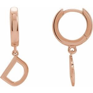 14K ROSE INITIAL D HINGED HUGGIE EARRING