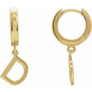 18K YELLOW INITIAL D HINGED HUGGIE EARRING