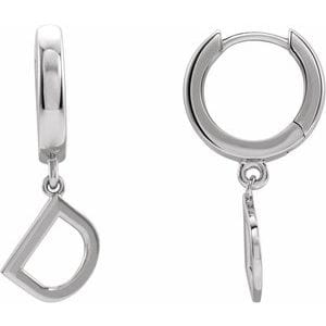 PLATINUM INITIAL D HINGED HUGGIE EARRING