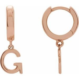 14K ROSE INITIAL G HINGED HUGGIE EARRING