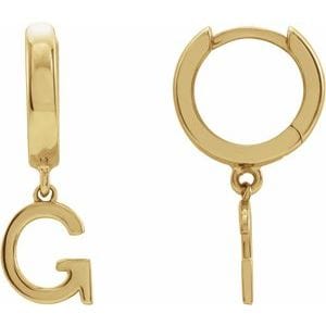 18K YELLOW INITIAL G HINGED HUGGIE EARRING