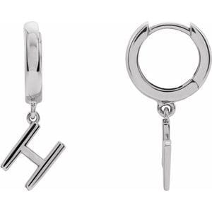 PLATINUM INITIAL H HINGED HUGGIE EARRING