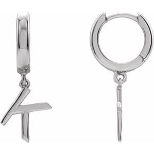 PLATINUM INITIAL K HINGED HUGGIE EARRING