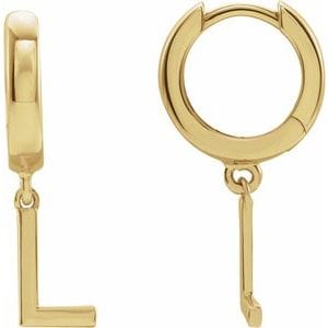 18K YELLOW INITIAL L HINGED HUGGIE EARRING