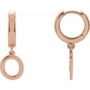 14K ROSE INITIAL O HINGED HUGGIE EARRING