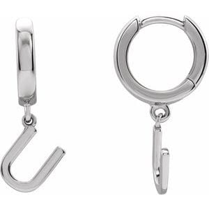 PLATINUM INITIAL U HINGED HUGGIE EARRING
