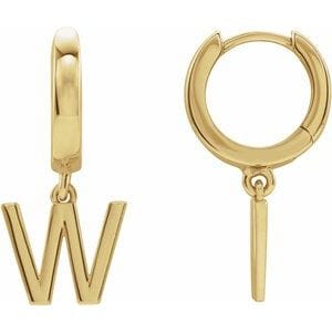 18K YELLOW INITIAL W HINGED HUGGIE EARRING