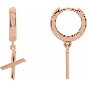 14K ROSE INITIAL X HINGED HUGGIE EARRING