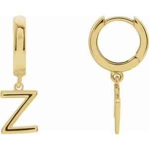 18K YELLOW INITIAL Z HINGED HUGGIE EARRING