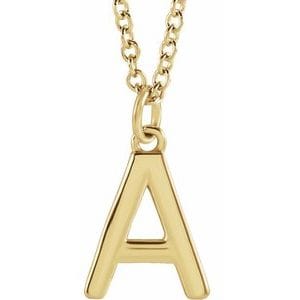 14K YELLOW INITIAL A DANGLE 18" NECKLACE