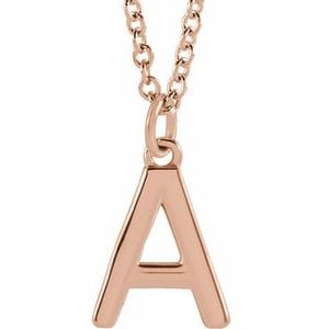 14K ROSE INITIAL A DANGLE 16" NECKLACE