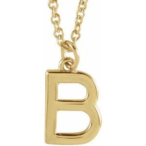 14K YELLOW INITIAL B DANGLE 16" NECKLACE