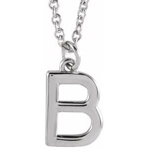 PLATINUM INITIAL B DANGLE 18" NECKLACE