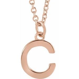 14K ROSE INITIAL C DANGLE 16" NECKLACE