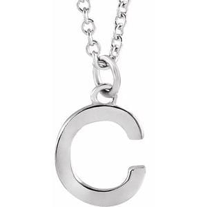 PLATINUM INITIAL C DANGLE 16" NECKLACE