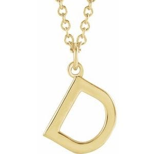 14K YELLOW INITIAL D DANGLE 18" NECKLACE