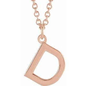 14K ROSE INITIAL D DANGLE 16" NECKLACE