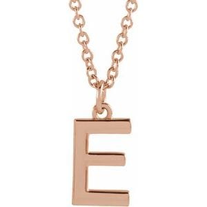 14K ROSE INITIAL E DANGLE 16" NECKLACE