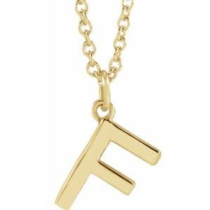 14K YELLOW INITIAL F DANGLE 18" NECKLACE