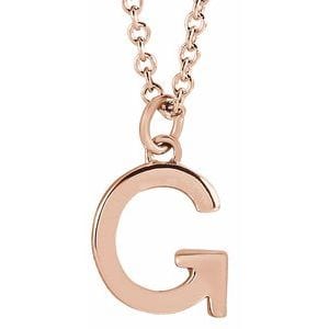 14K ROSE INITIAL G DANGLE 16" NECKLACE