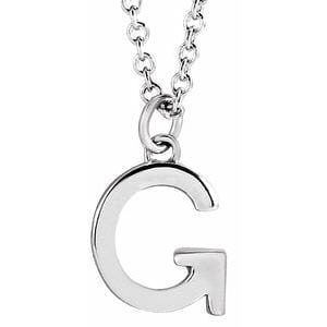 PLATINUM INITIAL G DANGLE 18" NECKLACE