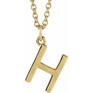 14K YELLOW INITIAL H DANGLE 16" NECKLACE