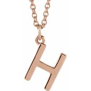14K ROSE INITIAL H DANGLE 16" NECKLACE