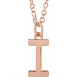 14K ROSE INITIAL I DANGLE 18" NECKLACE