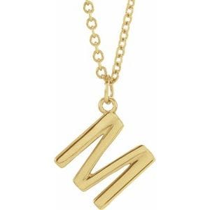 14K YELLOW INITIAL M DANGLE 18" NECKLACE