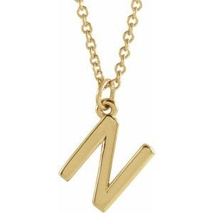 14K YELLOW INITIAL N DANGLE 16" NECKLACE
