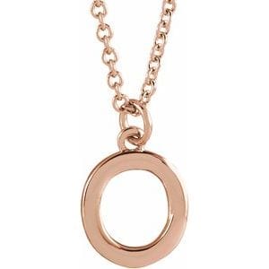 14K ROSE INITIAL O DANGLE 16" NECKLACE