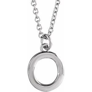 PLATINUM INITIAL O DANGLE 18" NECKLACE