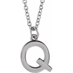 PLATINUM INITIAL Q DANGLE 18" NECKLACE