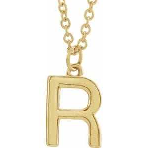 14K YELLOW INITIAL R DANGLE 16" NECKLACE