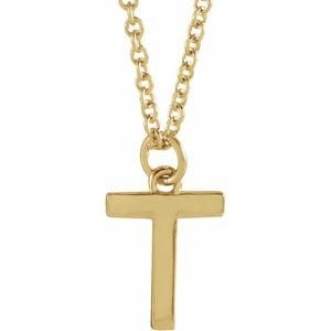 14K YELLOW INITIAL T DANGLE 18" NECKLACE
