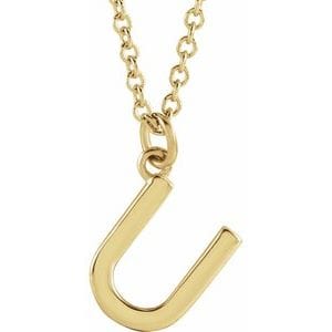 14K YELLOW INITIAL U DANGLE 16" NECKLACE