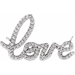14K WHITE 1/6 CTW NATURAL DIAMOND LOVE NECKLACE CENTER