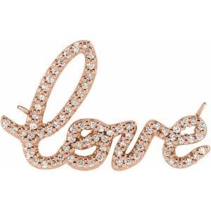 14K ROSE 1/6 CTW NATURAL DIAMOND LOVE NECKLACE CENTER