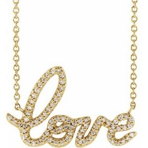 14K YELLOW 1/6 CTW NATURAL DIAMOND LOVE 18" NECKLACE